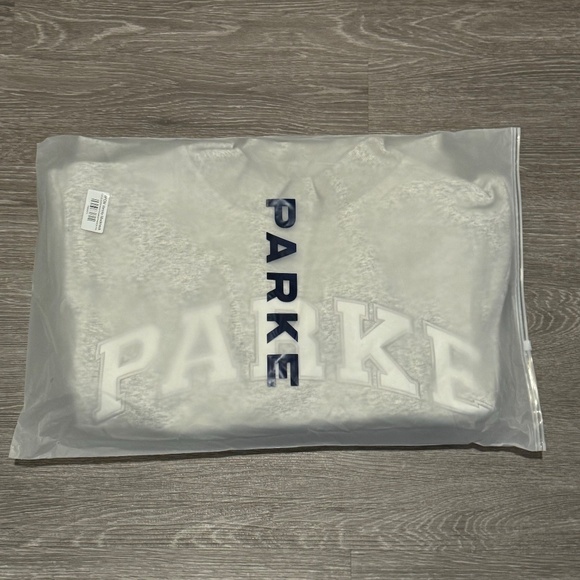 PARKE Nostalgia Varsity Mockneck Classic Grey + White NWT - Picture 3 of 7